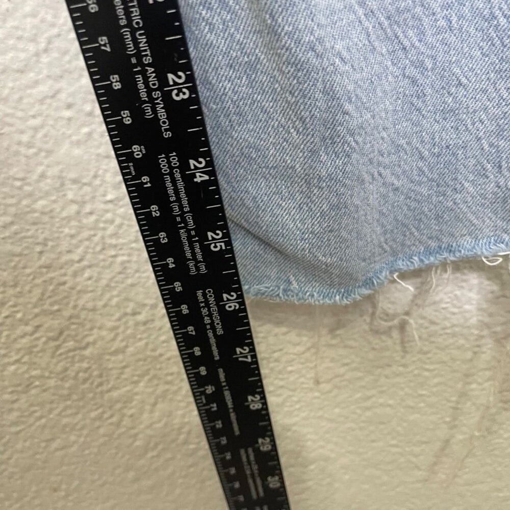 Zara High Rise Distressed Straight Leg Jeans Light Wash Raw Hem Size 8 MEX 30 - Picture 7 of 14
